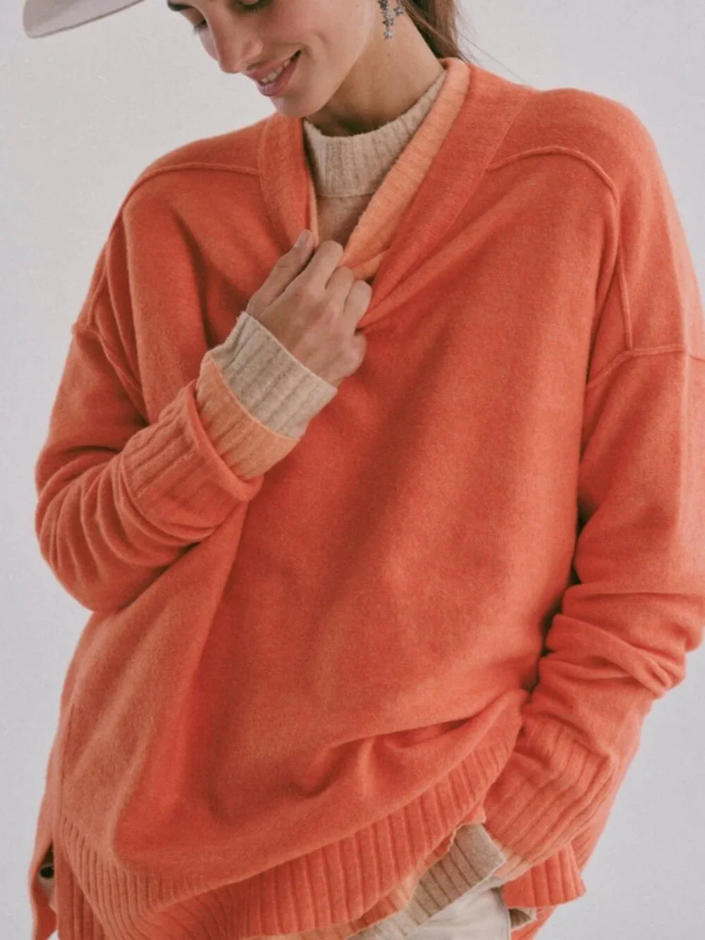 NWT Free People Phoebe Pullover in Scarlet Ibis